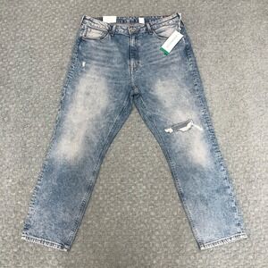 H&M Jeans Womens 14 Blue Vintage Slim Git High Rise Acid Wash Denim Casual Norm